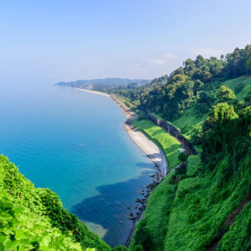 The Botanical Garden of Batumi located at area of Mtsvane Kontskhi (Green Cape), Georgia.